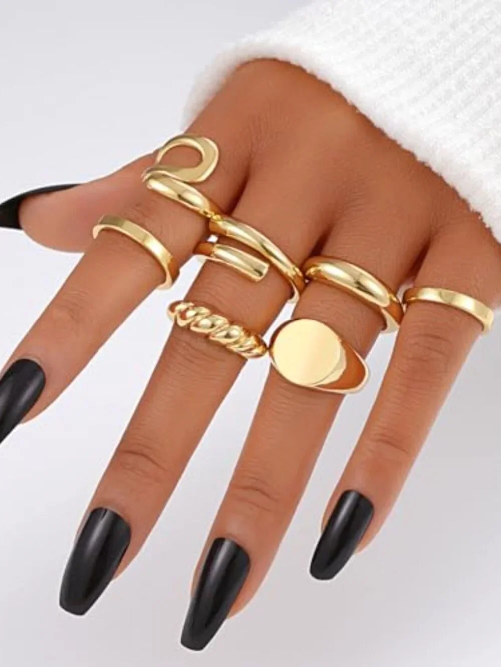 New‎ - 12PCS Gold Stackable Rings Set for Women, 18K Gold Plated Open Stacking